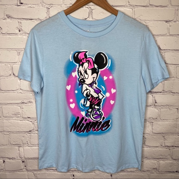 Disney Spray Praint Airbrush Graffiti Minnie Mouse T-shirt - Picture 2 of 6